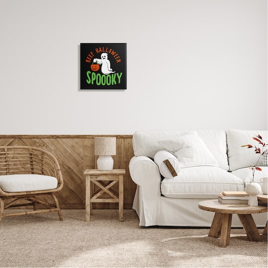Stupell Industries Keep Halloween Spooky Trick Or Treat Ghost Canvas Wall Art